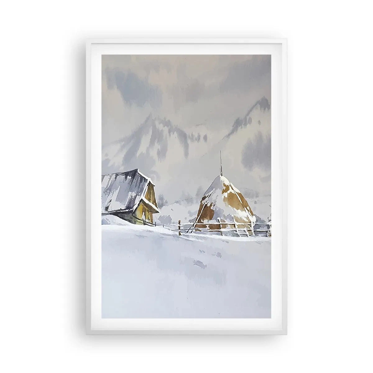 Póster en marco blanco - En un valle nevado - 61x91 cm