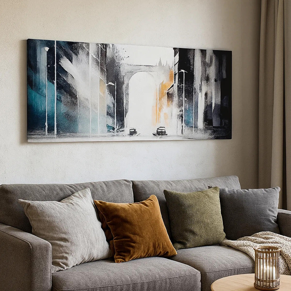 Cuadro sobre lienzo - Impresión de Imagen - Estudio de la ciudad: arquitectura y movimiento - 30x30 cm