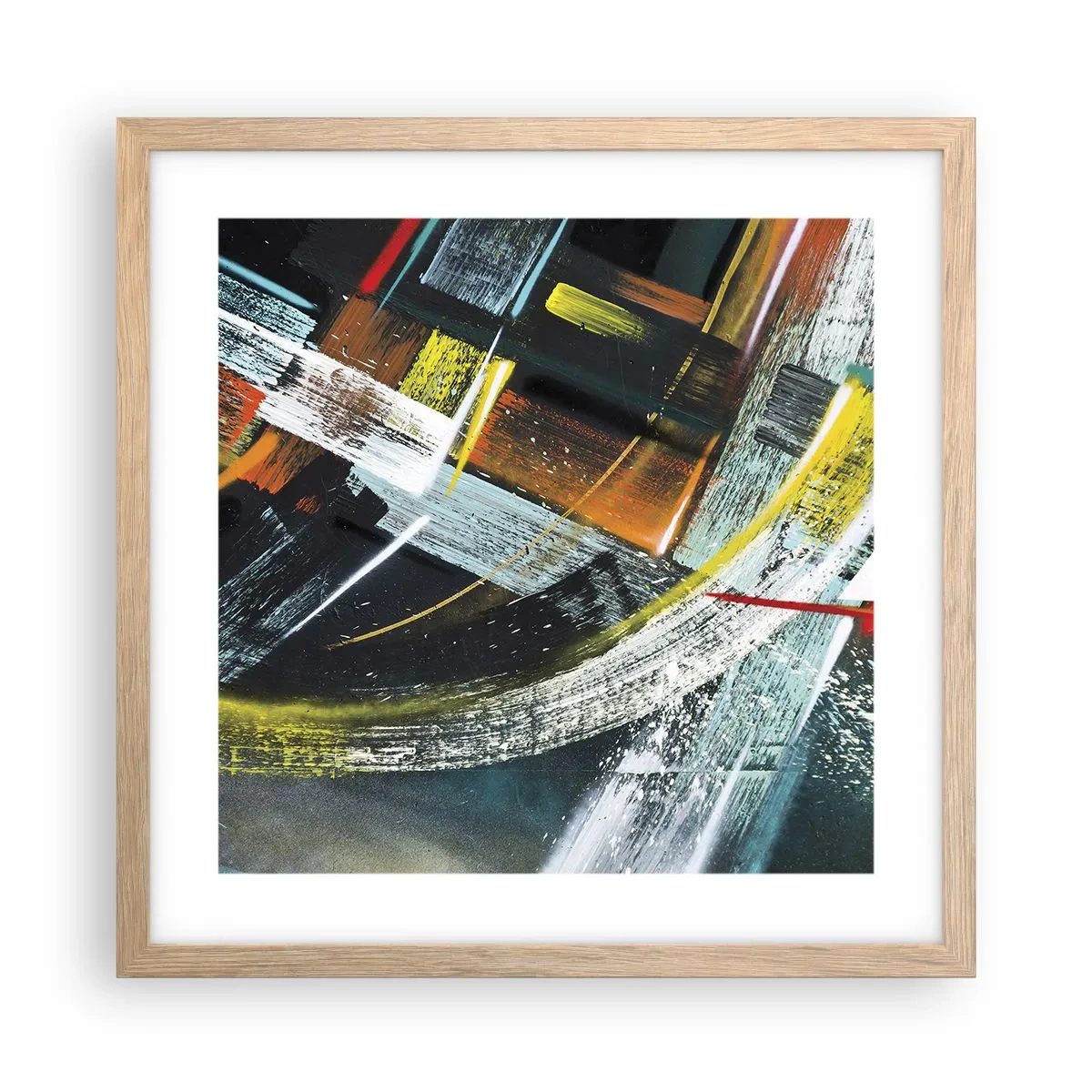 Póster en marco roble claro - La energía del movimiento - 40x40 cm
