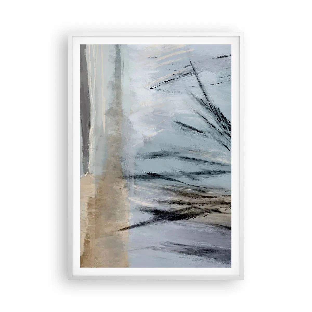 Póster en marco blanco - Campos de invierno - 70x100 cm