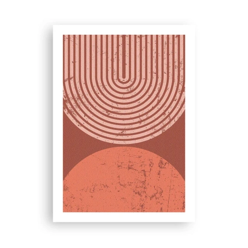 Póster - Abstracción geométrica en tonos terracota con efecto vintage. - 50x70cm - Estrecha relación - Decoración de pared moderna para salón y dormitorio ARTTOR