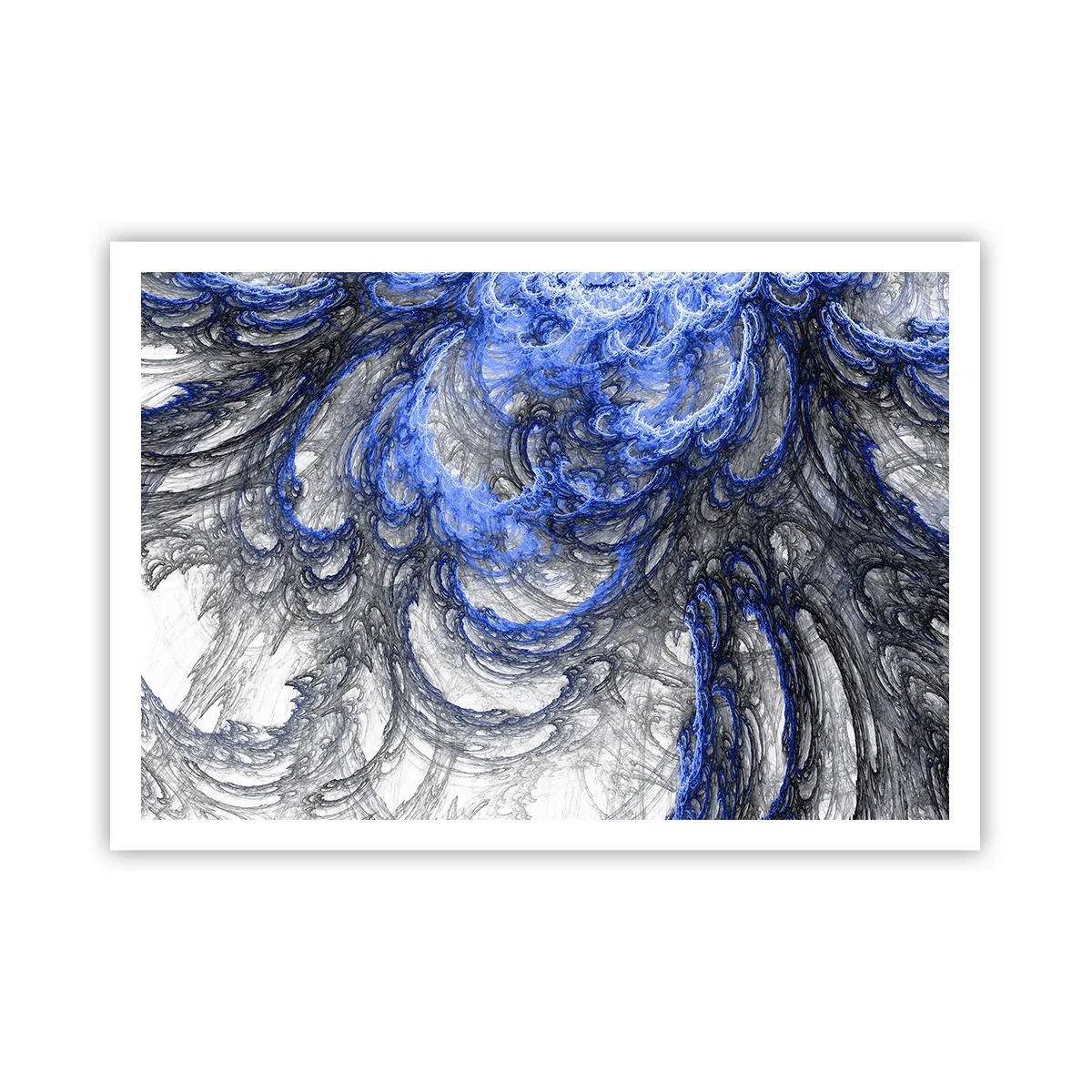 Póster - Ondas abstractas en tonos azules y grises - 100x70cm - El nacimiento de una ola - Decoración de pared moderna para salón y dormitorio ARTTOR