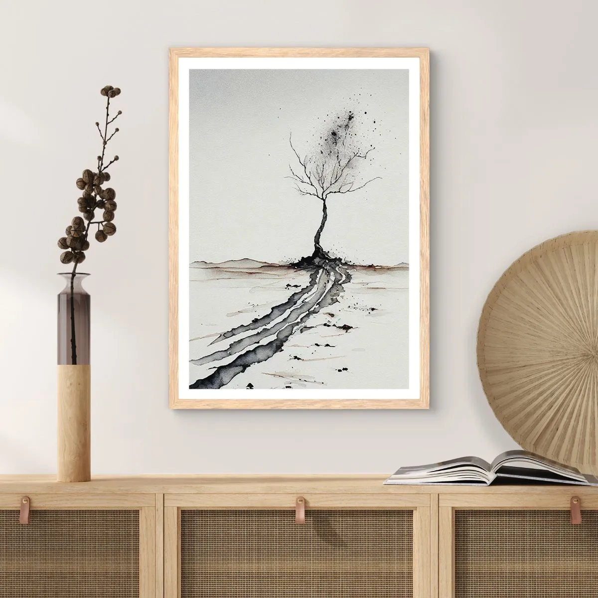 Póster en marco roble claro - Melancolía invernal - 40x50 cm