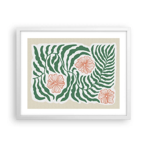 Póster en marco blanco - Florecido en verde - 50x40 cm