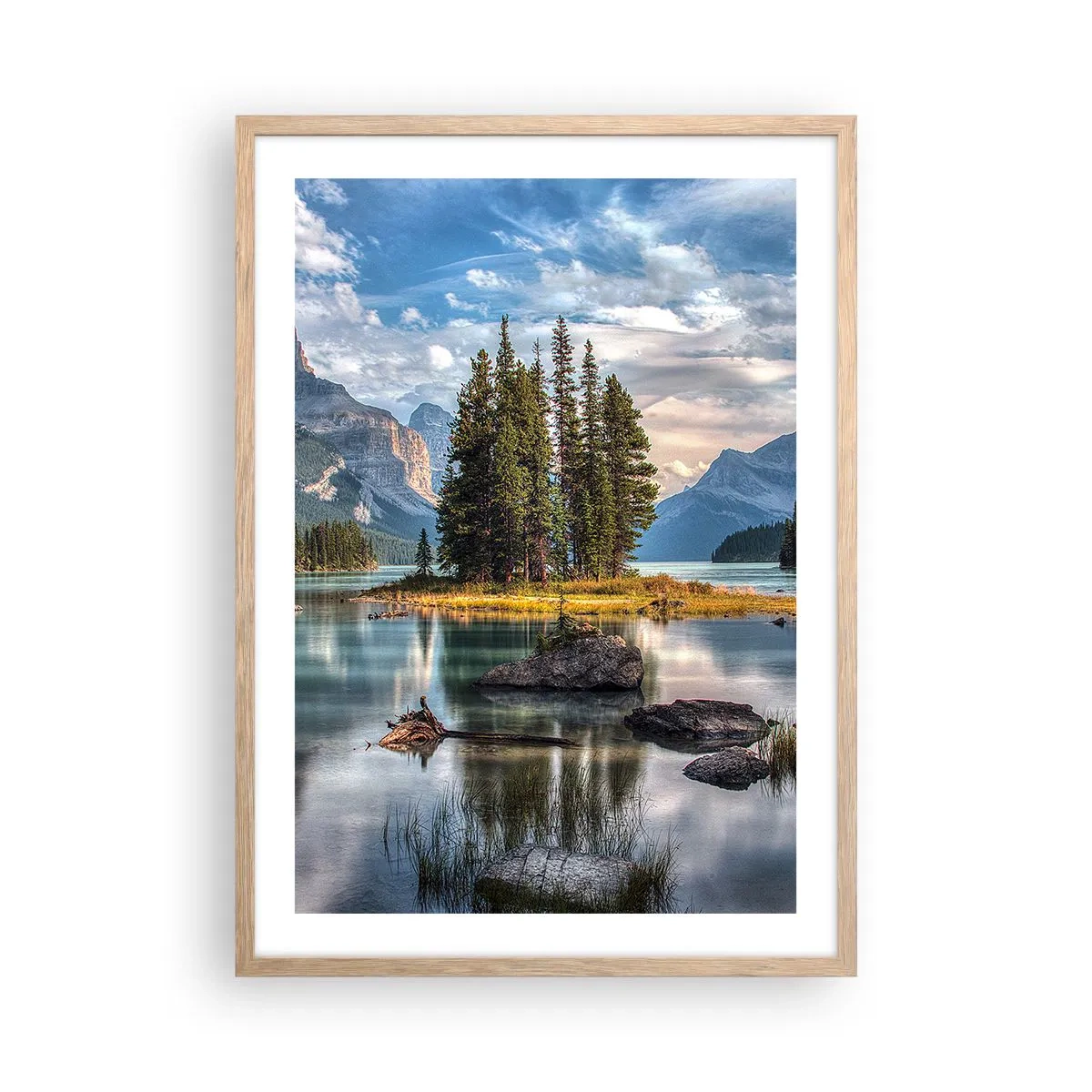 Póster en marco roble claro - Sobre el agua cristalina... - 50x70 cm