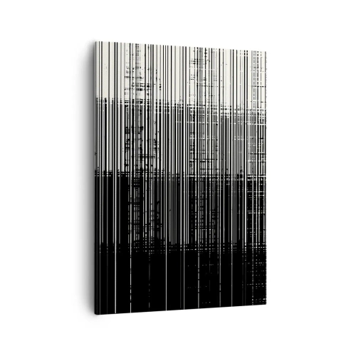Cuadro sobre lienzo - Impresión de Imagen - Composición abstracta de líneas en blanco y negro contrastantes. - 50x70cm - Ondas y vibraciones - Decoración de pared moderna para salón y dormitorio ARTTOR
