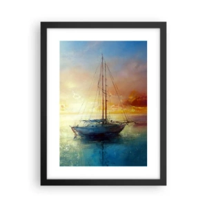 Póster en marco negro - En una bahía dorada - 30x40 cm