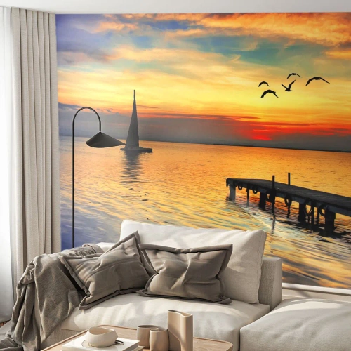 Fotomural Premium Canvas - Regresos nocturnos - Paisaje, Velero, Atardecer - 200x140 cm
