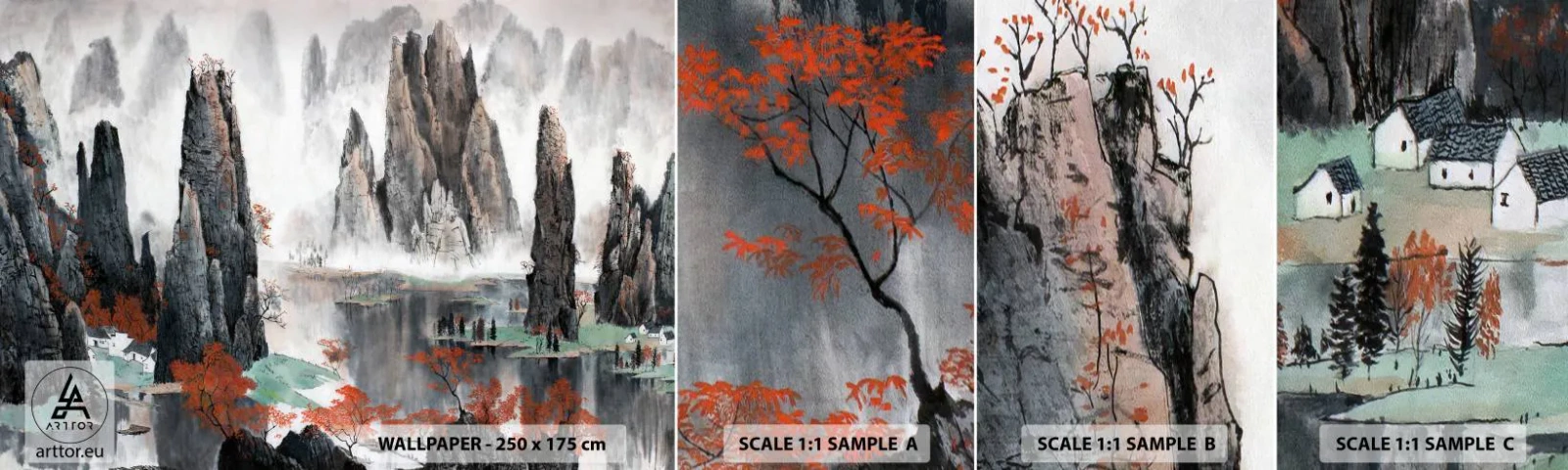 Muestra De Fotomural Standard Eco - Poderosos guardianes - Abstracción, Fantasía, Paisaje - 100x30 cm