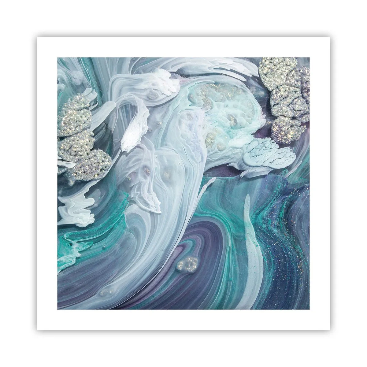 Póster - Corrientes de azul - 50x50 cm