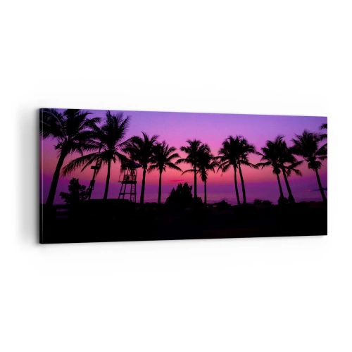 Cuadro sobre lienzo - Impresión de Imagen - Atardecer bajo las palmeras - 100x40 cm