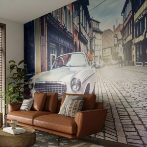 Fotomural Premium Sand - El pasado está aquí - Auto Vintage, Ciudad, Francia - 500x350 cm