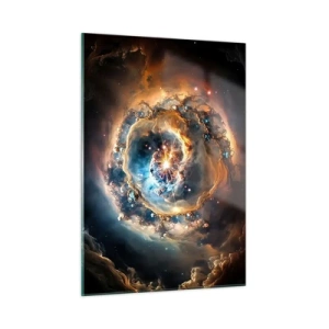 Cuadro sobre vidrio - Impresiones sobre Vidrio - Una explosión cósmica en el centro de un vórtice galáctico - 50x70cm - El inicio de todo - Decoración de pared moderna para salón y dormitorio ARTTOR