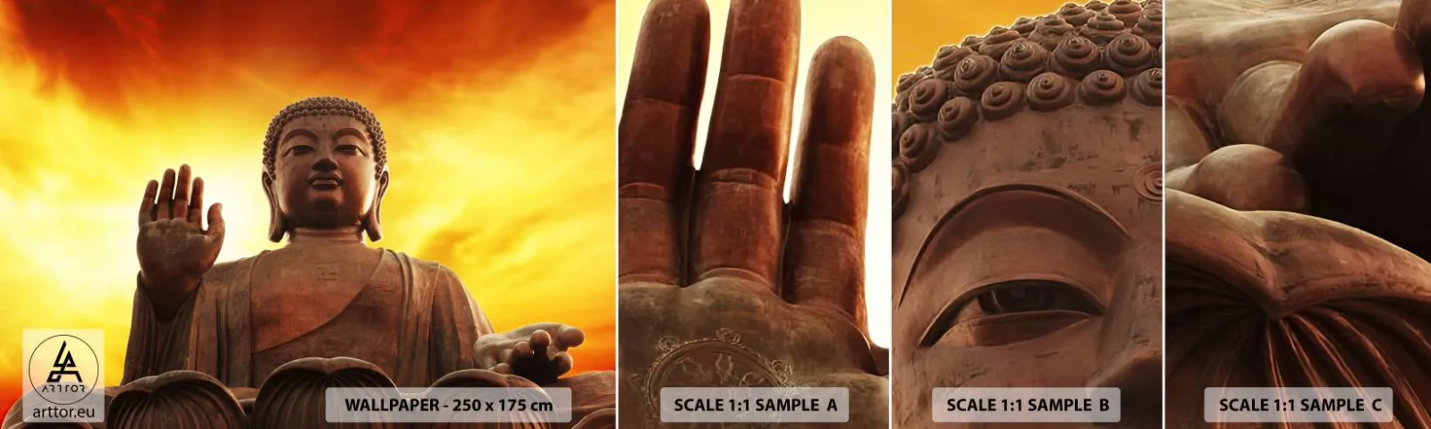 Muestra De Fotomural Standard Eco - La calma del mundo - Buda, Religión, Pedazo - 100x30 cm