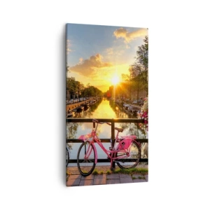 Cuadro sobre lienzo - Impresión de Imagen - Mañana de primavera en Ámsterdam - 45x80 cm