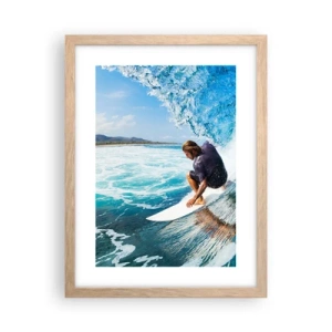 Póster en marco roble claro - Bailando con las olas - 30x40 cm