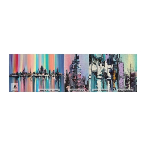 Muestra de fotomural Premium Canvas - Flota con la luz de la noche - Ciudad, Arquitectura, Río - 100x30 cm