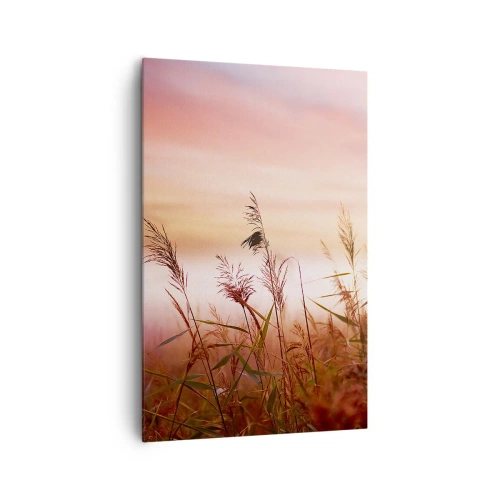Cuadro sobre lienzo - Impresión de Imagen - Un campo de hierba con el telón de fondo de una pintoresca puesta de sol. - 80x120cm - El arte del viento - Decoración de pared moderna para salón y dormitorio ARTTOR