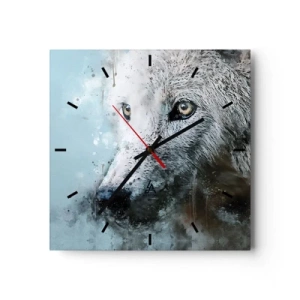 Reloj de pared - Reloj de vidrio - Retrato en acuarela de un lobo - 30x30cm - Conoce el alma del lobo - Decoración de pared moderna para salón y dormitorio ARTTOR