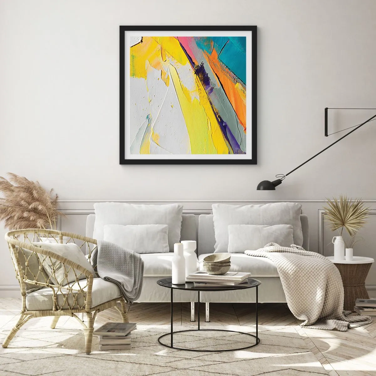 Póster en marco negro - Anatomía de la luz - 60x60 cm