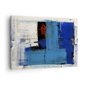 Cuadro sobre lienzo - Impresión de Imagen - Composición abstracta en tonos azules y blancos. - 70x50cm - El secreto del azul - Decoración de pared moderna para salón y dormitorio ARTTOR