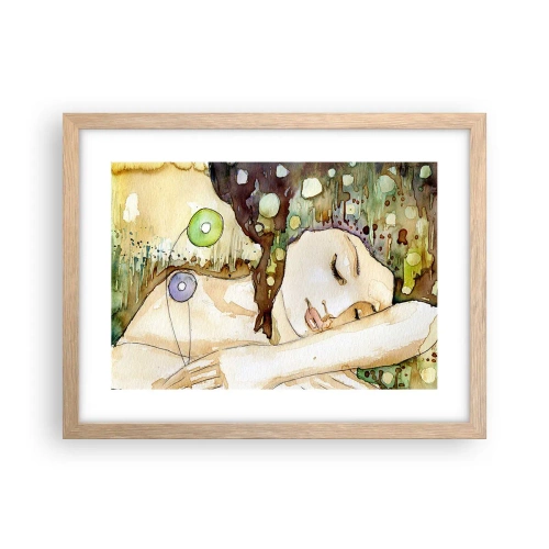 Póster en marco roble claro - Sueño esmeralda y violeta - 40x30 cm