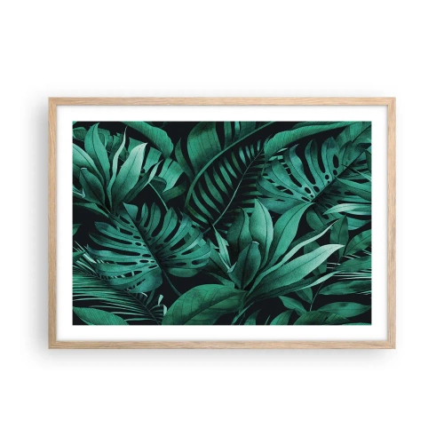 Póster en marco roble claro - Profundidad del verde tropical - 70x50 cm
