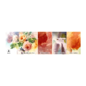 Muestra de fotomural autoadhesivo Deluxe Sticker - Delicado como una acuarela - flores, rosas, Ramo - 100x30 cm