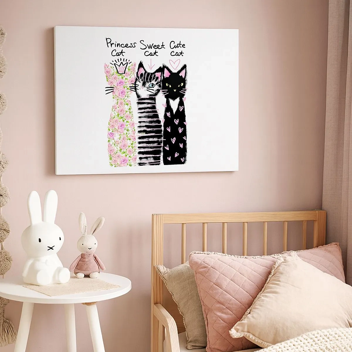 Cuadro sobre lienzo - Impresión de Imagen - Tres gatos con diversos patrones artísticos. - 70x50cm - Había tres gatitos - Decoración de pared moderna para salón y dormitorio ARTTOR