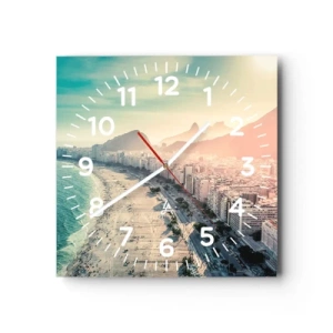 Reloj de pared - Reloj de vidrio - Vacaciones perpetuas en Río - 40x40 cm