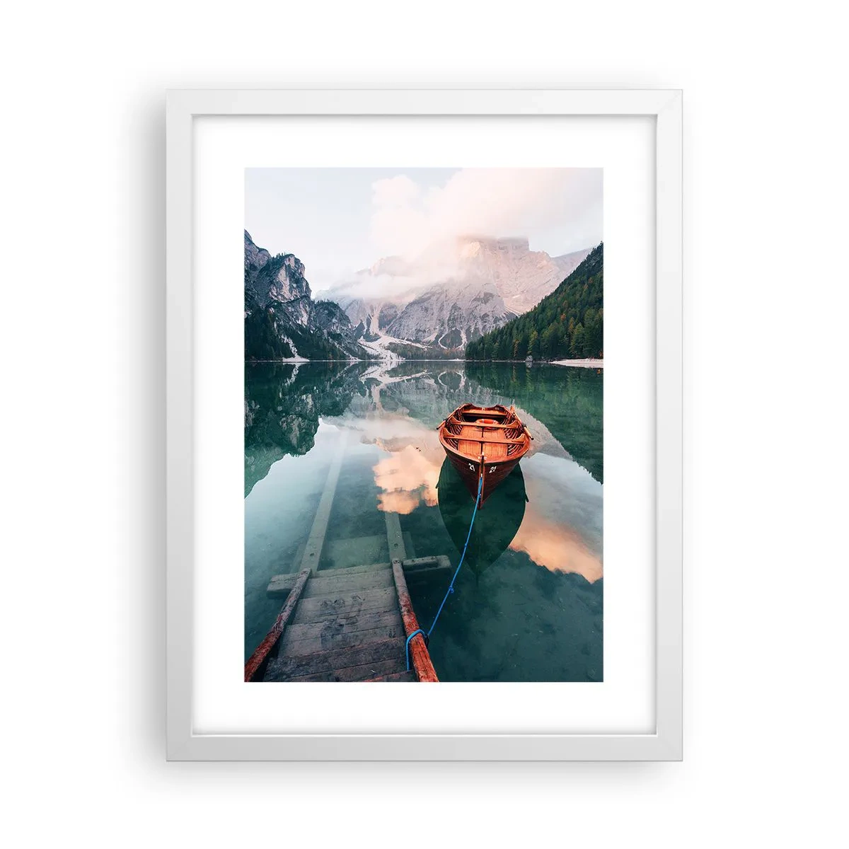 Póster en marco blanco - El tranquilo sueño de las montañas - 30x40 cm