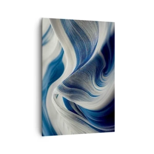 Cuadro sobre lienzo - Impresión de Imagen - Ondas abstractas en tonos azules y blancos - 70x100cm - Fluidez de azul y blanco - Decoración de pared moderna para salón y dormitorio ARTTOR