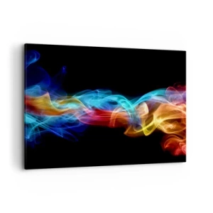 Cuadro sobre lienzo - Impresión de Imagen - Humo colorido sobre un fondo negro - 120x80cm - Una danza de nieblas de arco iris - Decoración de pared moderna para salón y dormitorio ARTTOR