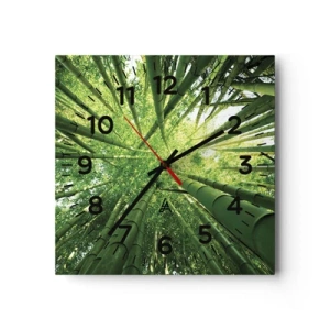 Reloj de pared - Reloj de vidrio - En un bosquecillo de bambú - 40x40 cm