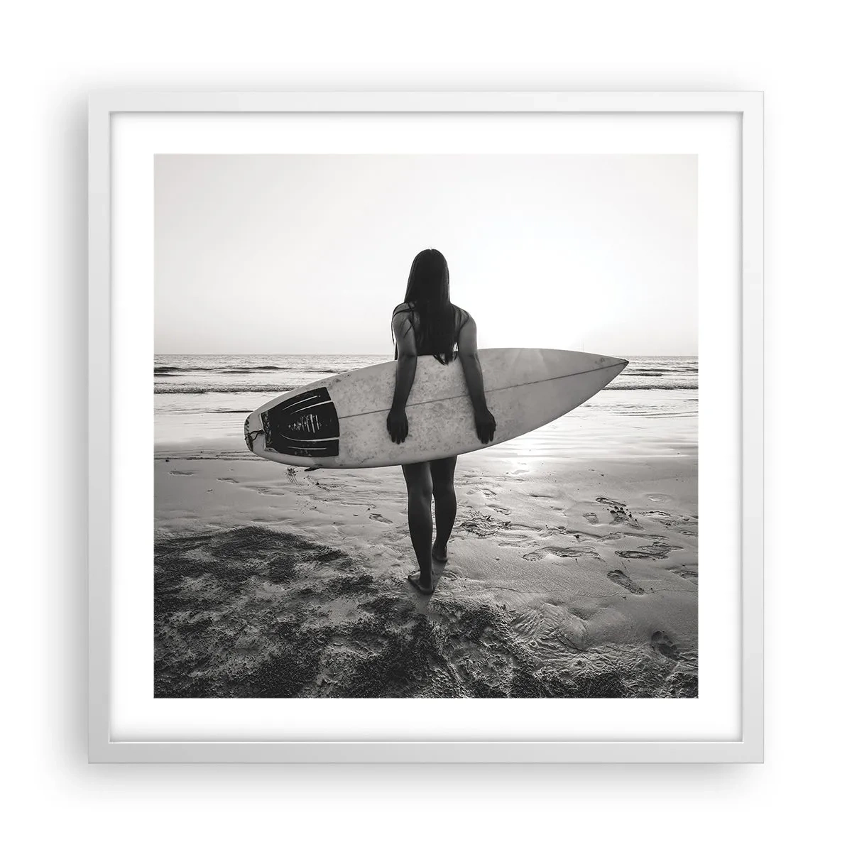 Póster en marco blanco - Hija de las olas marinas - 50x50 cm