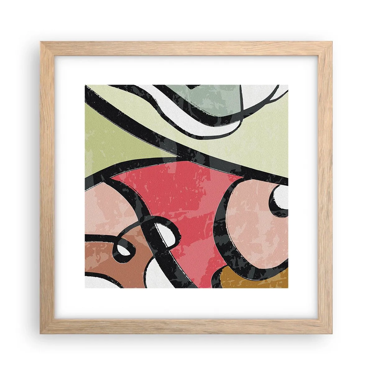 Póster en marco roble claro - Piruetas entre colores - 30x30 cm