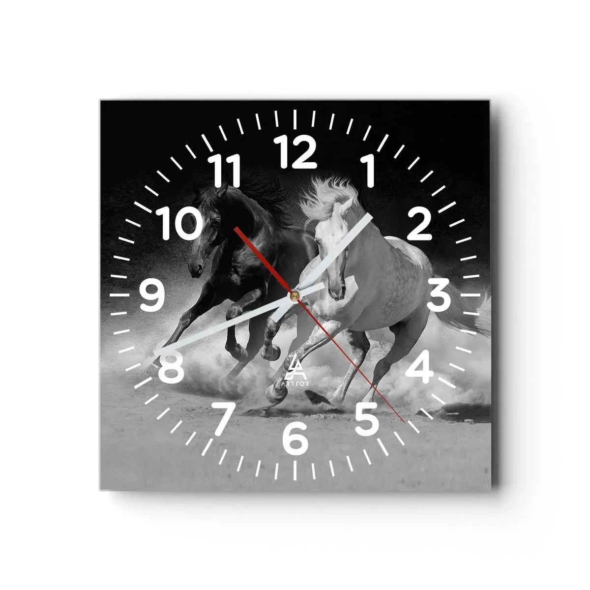 Reloj de pared - Reloj de vidrio - El galope de la libertad - 40x40 cm