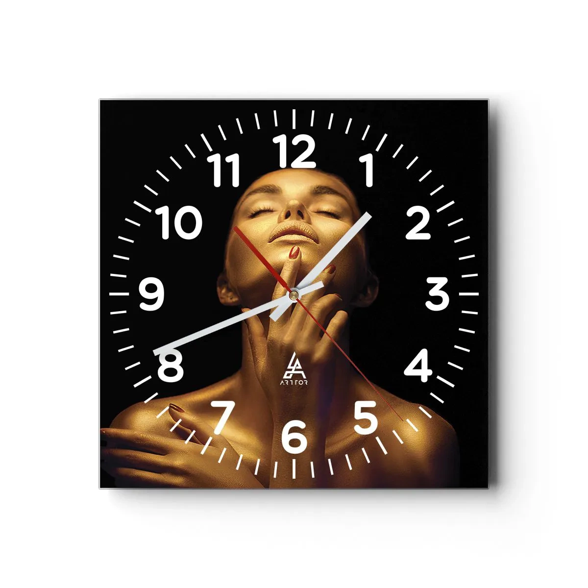 Reloj de pared - Reloj de vidrio - Como seda dorada - 40x40 cm
