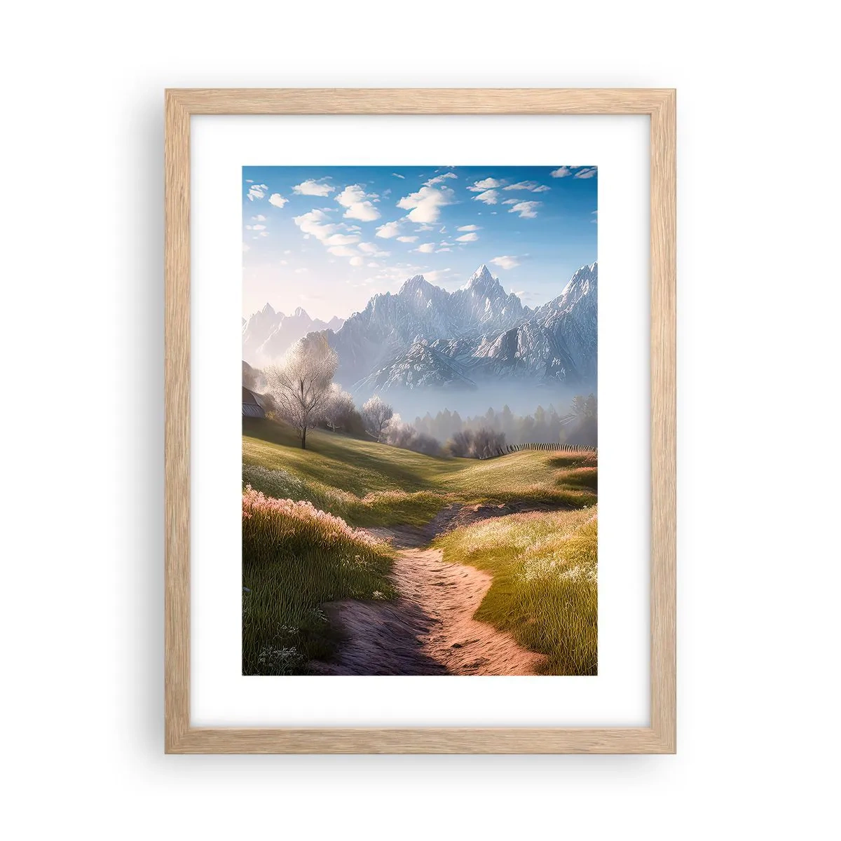 Póster en marco roble claro - Valle idílico - 30x40 cm