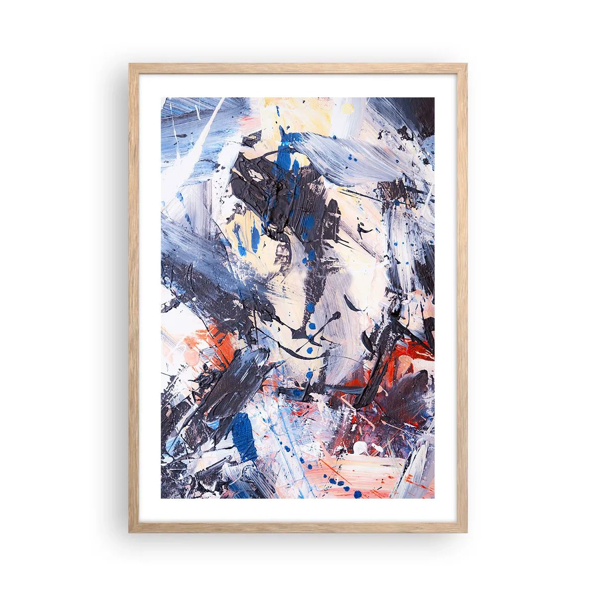 Póster en marco roble claro - Danza loca de la abstracción - 50x70 cm