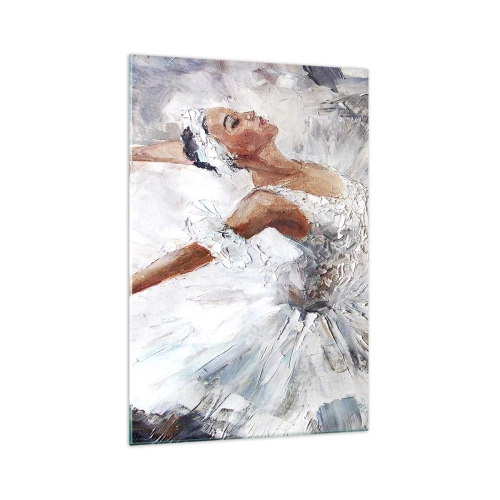 Cuadro sobre vidrio - Impresiones sobre Vidrio - Una bailarina con un vestido blanco bailando. - 70x100cm - Suave y ligera - Decoración de pared moderna para salón y dormitorio ARTTOR