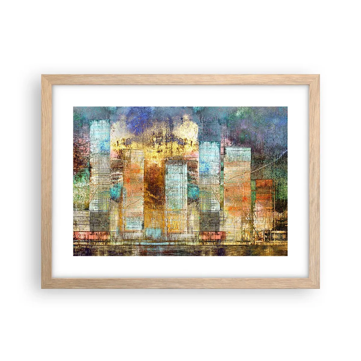 Póster en marco roble claro - Metrópolis soleada - 40x30 cm