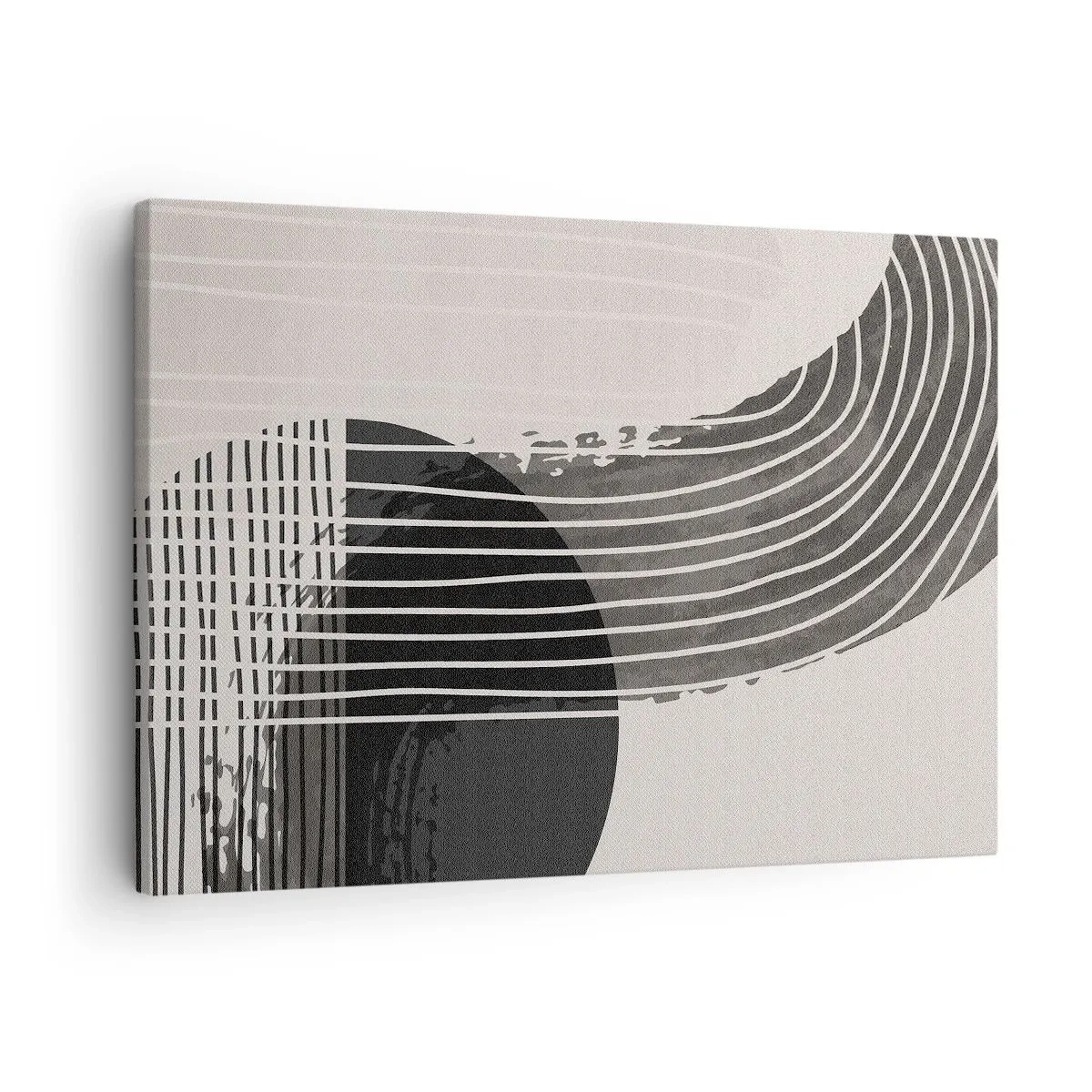 Cuadro sobre lienzo - Impresión de Imagen - Patrón abstracto con líneas y formas geométricas. - 70x50cm - Ida y vuelta - Decoración de pared moderna para salón y dormitorio ARTTOR