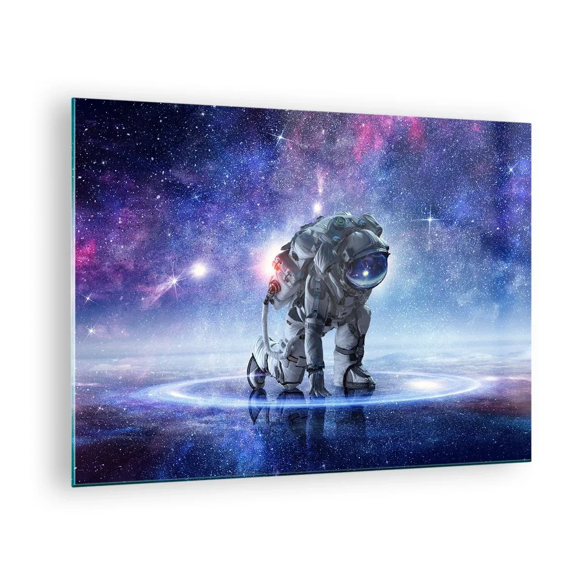 Cuadro sobre vidrio - Impresiones sobre Vidrio - Astronauta en el espacio contra el cielo estrellado - 70x50cm - Cielo estrellado sobre mí - Decoración de pared moderna para salón y dormitorio ARTTOR