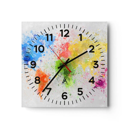 Reloj de pared - Reloj de vidrio - Todos los colores del mundo - 30x30 cm