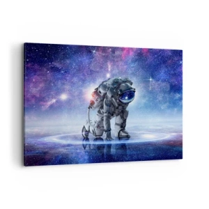 Cuadro sobre lienzo - Impresión de Imagen - Astronauta en un paisaje galáctico - 100x70cm - Cielo estrellado sobre mí - Decoración de pared moderna para salón y dormitorio ARTTOR