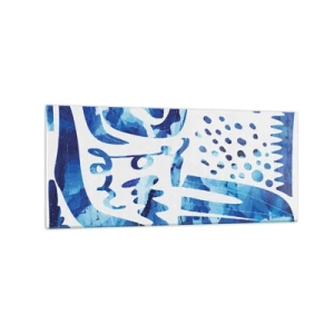Cuadro sobre vidrio - Impresiones sobre Vidrio - Patrón abstracto en tonos azules - 120x50cm - Vuelta a las raíces - Decoración de pared moderna para salón y dormitorio ARTTOR
