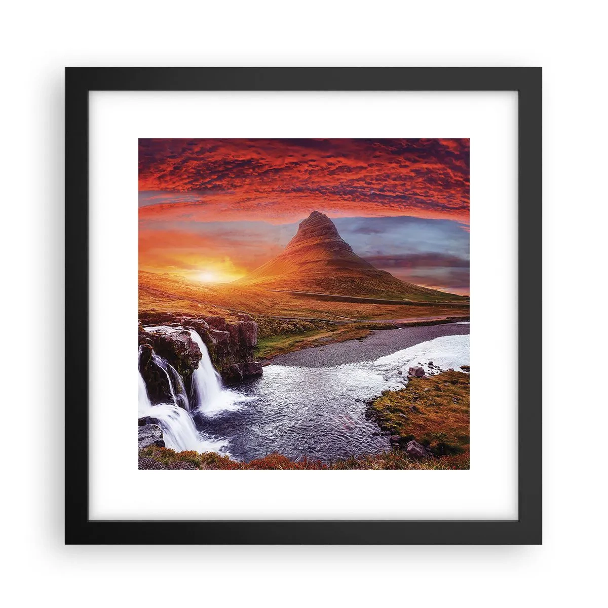 Póster en marco negro - Una vista de la Tierra Media - 30x30 cm
