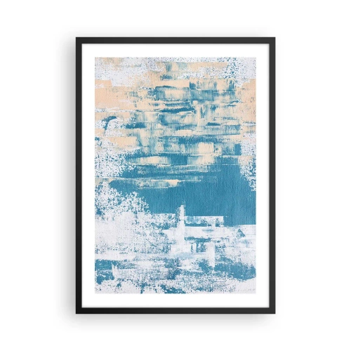 Póster en marco negro - Textura abstracta en tonos azules y beige. - 50x70cm - A través de un carámbano - Decoración de pared moderna para salón y dormitorio ARTTOR
