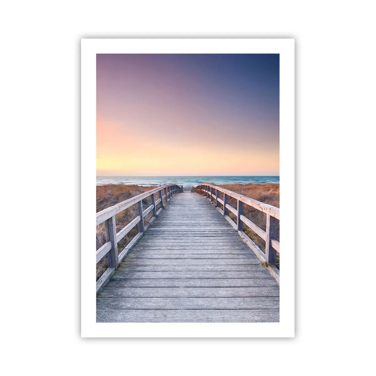 Póster - Un embarcadero de madera que conduce al mar al atardecer. - 50x70cm - Aurora vespertina del Báltico - Decoración de pared moderna para salón y dormitorio ARTTOR